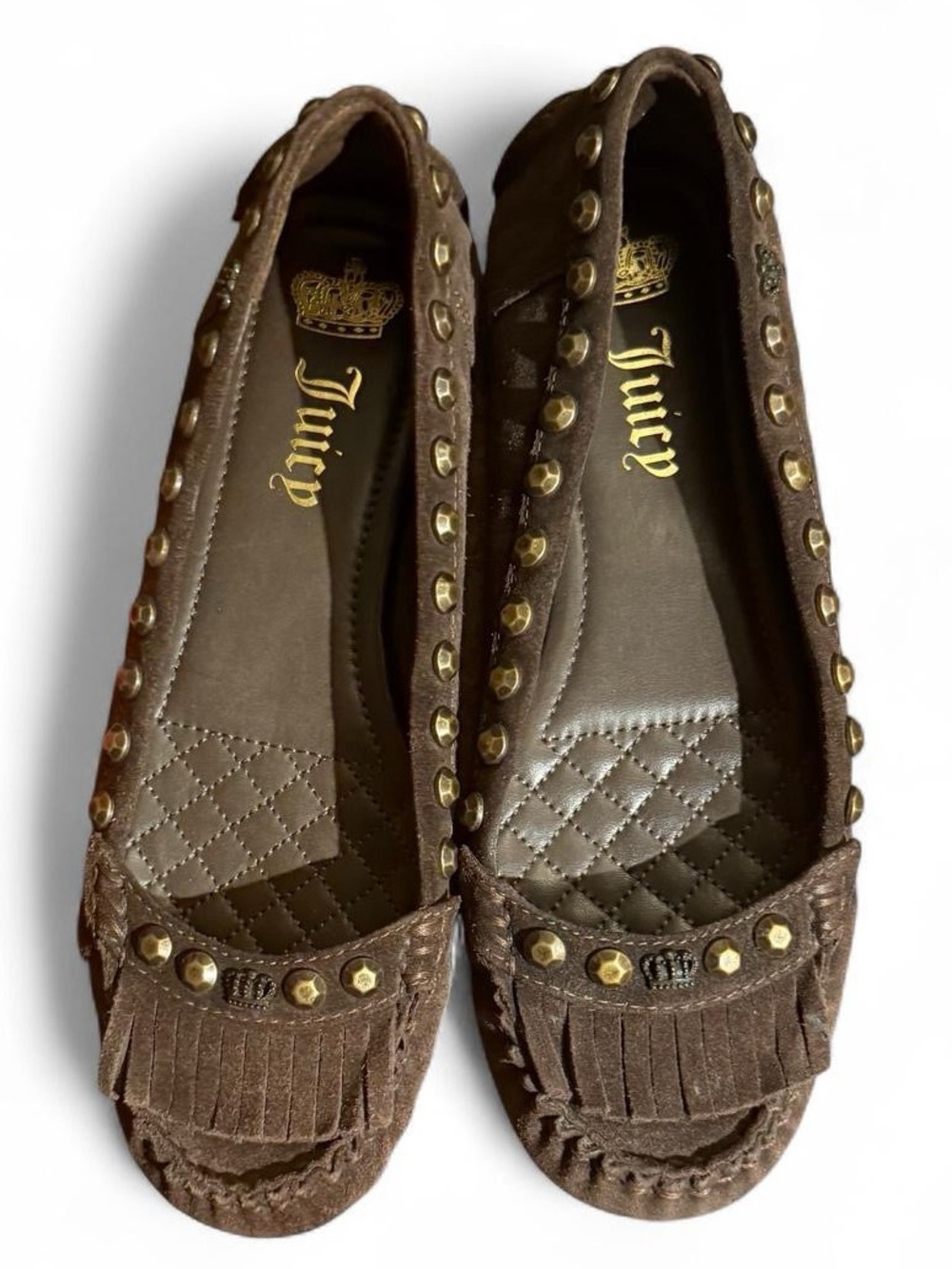 Y2K Brown Suede Fringe Loafers Slippers Juicy Couture 5.5